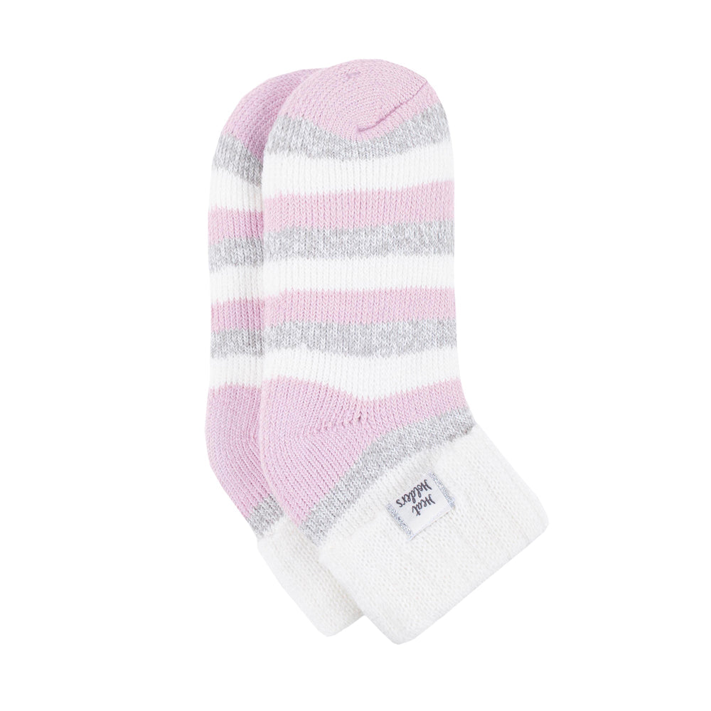 Ladies Original Sleep Socks with Turnover Rib Top - Grey & Pink