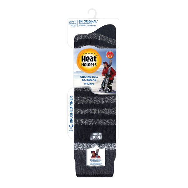 Chaussettes de ski et de sports de neige extra longues Original pour hommes - Rayure noire