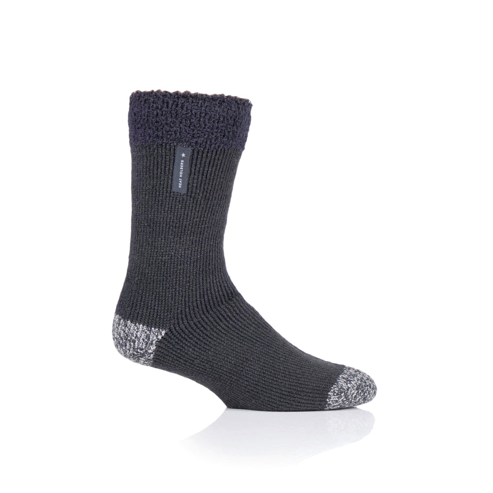 Chaussettes de sommeil Lumi originales pour hommes avec dessus en plumes - Charbon et gris
