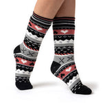 Chaussettes pantoufles double couche chauffantes pour dames - Noir et corail