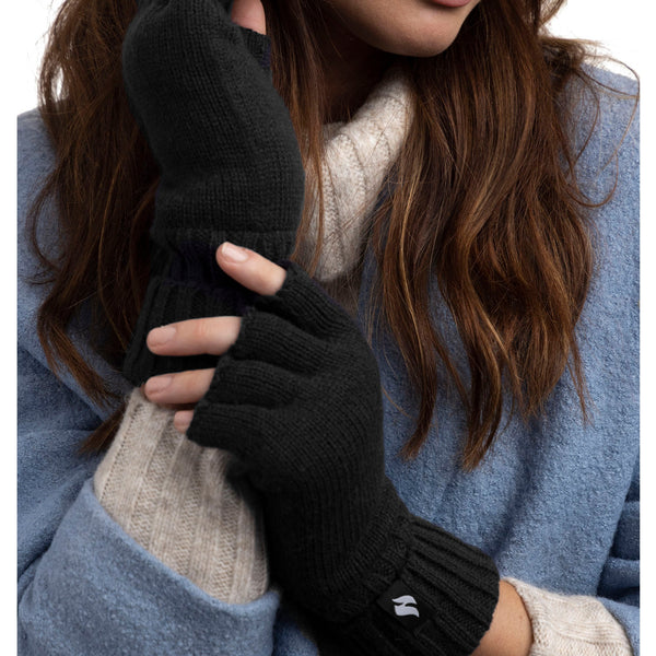 Gants sans doigts unis pour femmes - Noir
