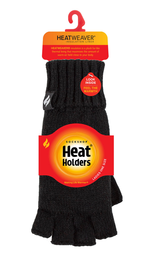 Gants sans doigts unis pour femmes - Noir