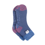 Chaussettes de détente originales pour dames avec haut en plumes confortable - Bleu sourd et rose