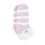 Chaussettes de nuit originales pour dames avec haut côtelé à revers - Gris et rose