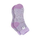 Chaussettes de nuit originales pour dames avec dessus en plumes - Lilas et gris