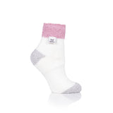 Ladies Original Sleep Socks with Turnover Feather Top - Pink &Cream