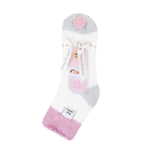 Chaussettes de nuit originales pour dames avec haut en plumes - Rose et crème