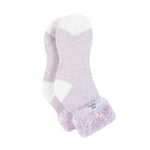 Chaussettes de nuit originales pour dames avec dessus en plumes - Mauve et crème