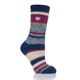 Chaussettes originales Fleckney Twist Stripe pour dames - Marine et vin