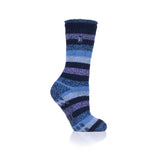 Ladies Original Petunia Stripe Slipper Socks - Navy