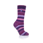 Chaussettes pantoufles originales à rayures Petunia pour femmes - Violet