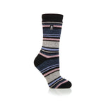 Ladies Original Geneva Multi Stripe Socks - Black & Denim