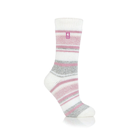 Chaussettes Her Varsity . Crème et rose pâle - Betina Lou Chaussettes Her Varsity . Crème et rose pâle - Betina Lou