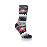 Chaussettes pantoufles double couche chauffantes pour dames - Noir et corail