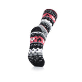 Chaussettes pantoufles double couche chauffantes pour dames - Noir et corail