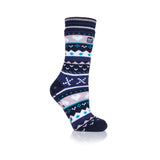 Ladies Soul Warming Dual Layer Slipper Socks - Navy & Purple