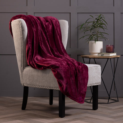 Couverture/jet thermique en polaire de luxe - Claret