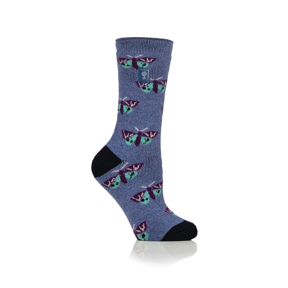 Ladies Lite Jacquard Socks RHS Butterflies - Denim
