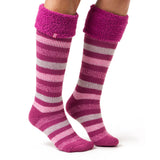 Ladies Original Hellebore Wellington Boot Socks - Pink Stripe