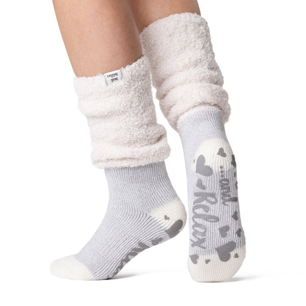 Chaussettes de détente originales pour dames avec haut ample confortable - Hydra Cream & Silver