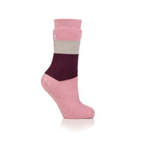 Chaussettes pantoufles Raynaud's double couche IOMI pour dames - Block Stripe Rose Blush