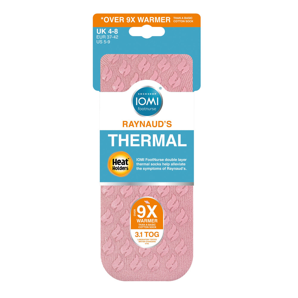 Chaussettes pantoufles Raynaud's double couche IOMI pour dames - Block Stripe Rose Blush