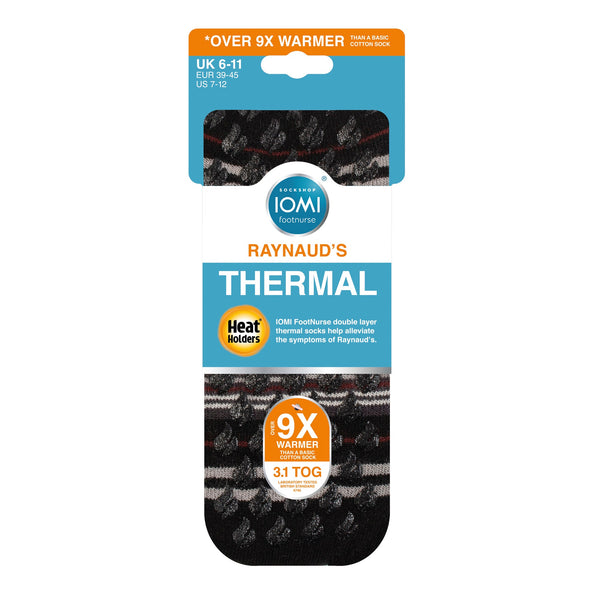 Chaussettes pantoufles Raynaud's double couche IOMI pour hommes - Rayure noire