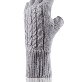 Gants sans doigts Cable pour dames - Gris clair
