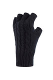 Gants sans doigts Cable pour dames - Noir