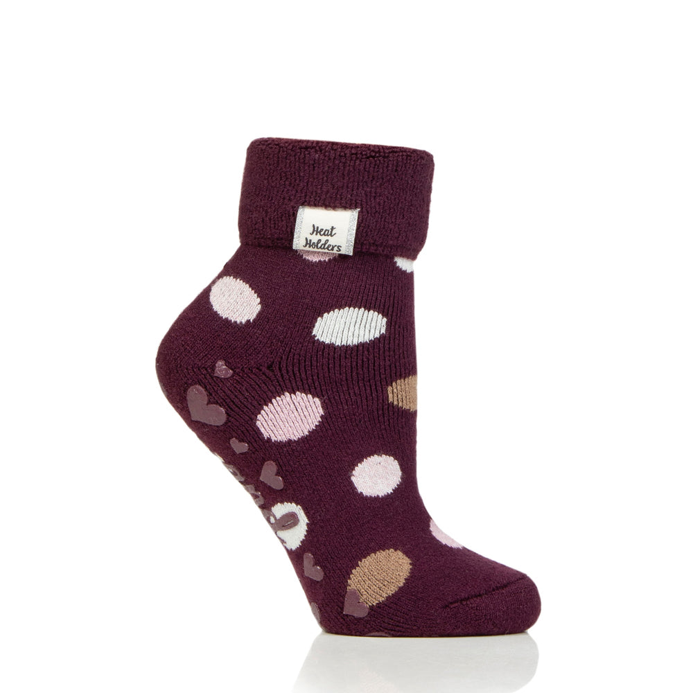 Chaussettes de détente Lite Lyra pour dames avec haut à revers - Pois Cabernet