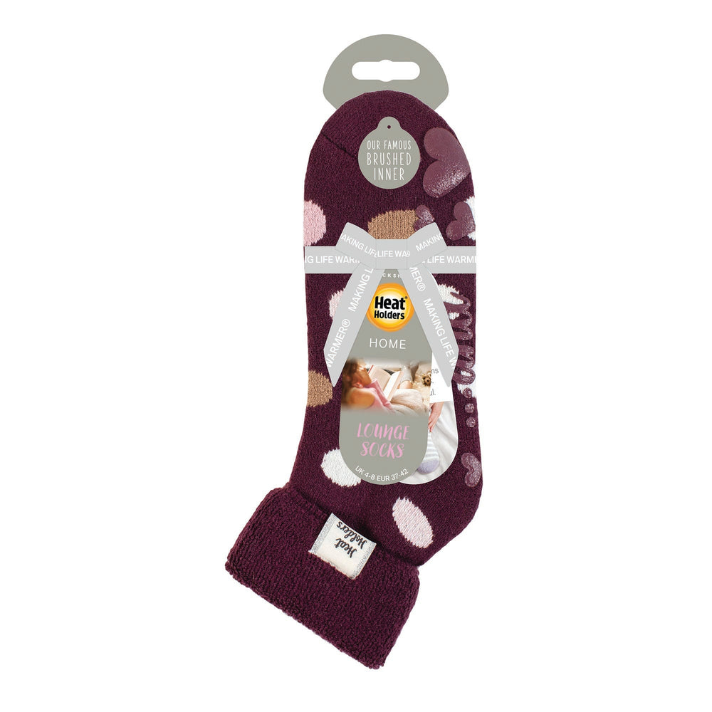 Chaussettes de détente Lite Lyra pour dames avec haut à revers - Pois Cabernet