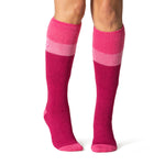 Chaussettes de ski et de sports de neige longues originales pour femmes - Rose, rose clair et framboise