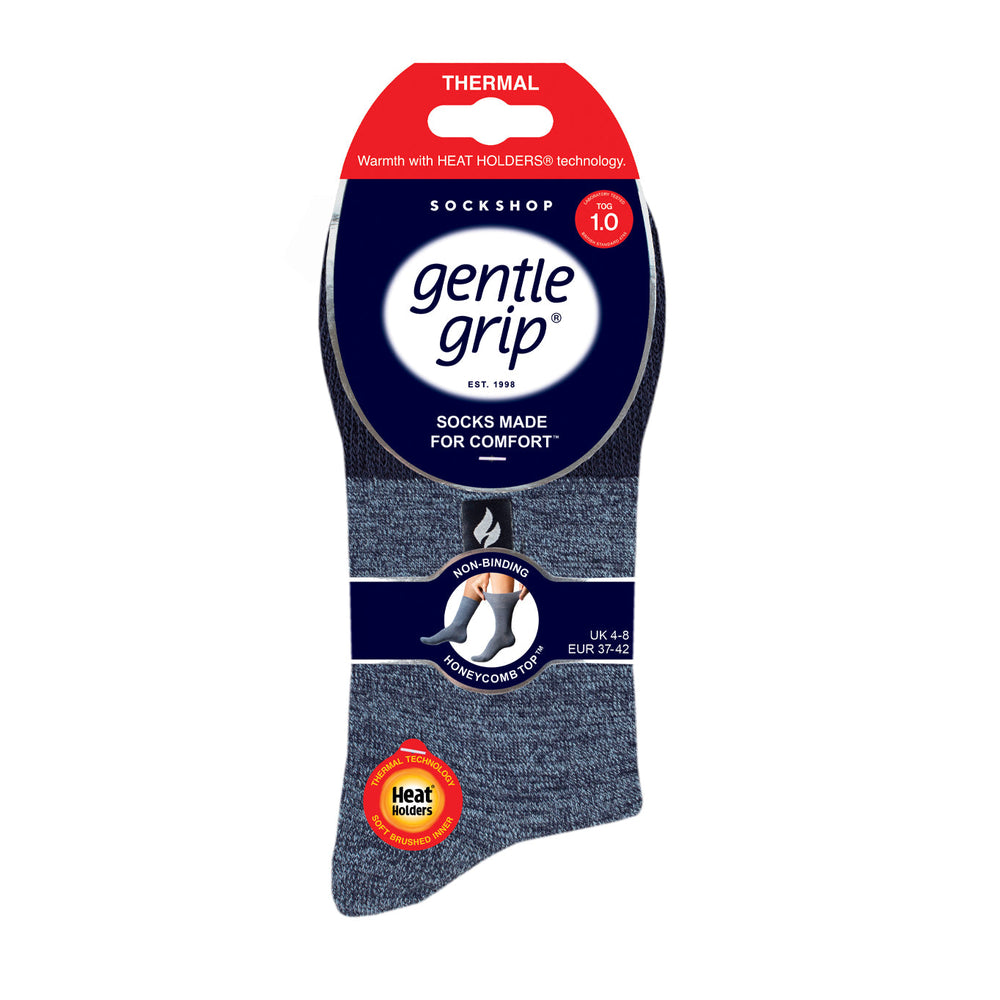 Ladies Gentle Grip Thermal Socks - Soft Navy & Dream Blue
