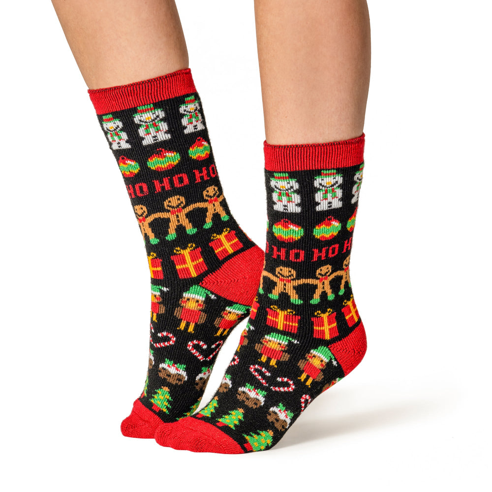 Chaussettes de Noël Lite pour dames - Pain d'épices et boules