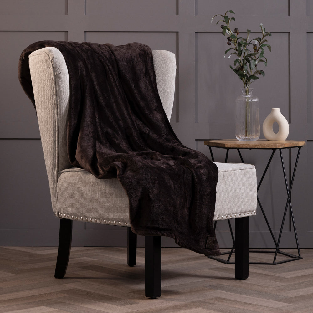 Couverture/jet thermique en polaire de luxe - Chocolat chaud